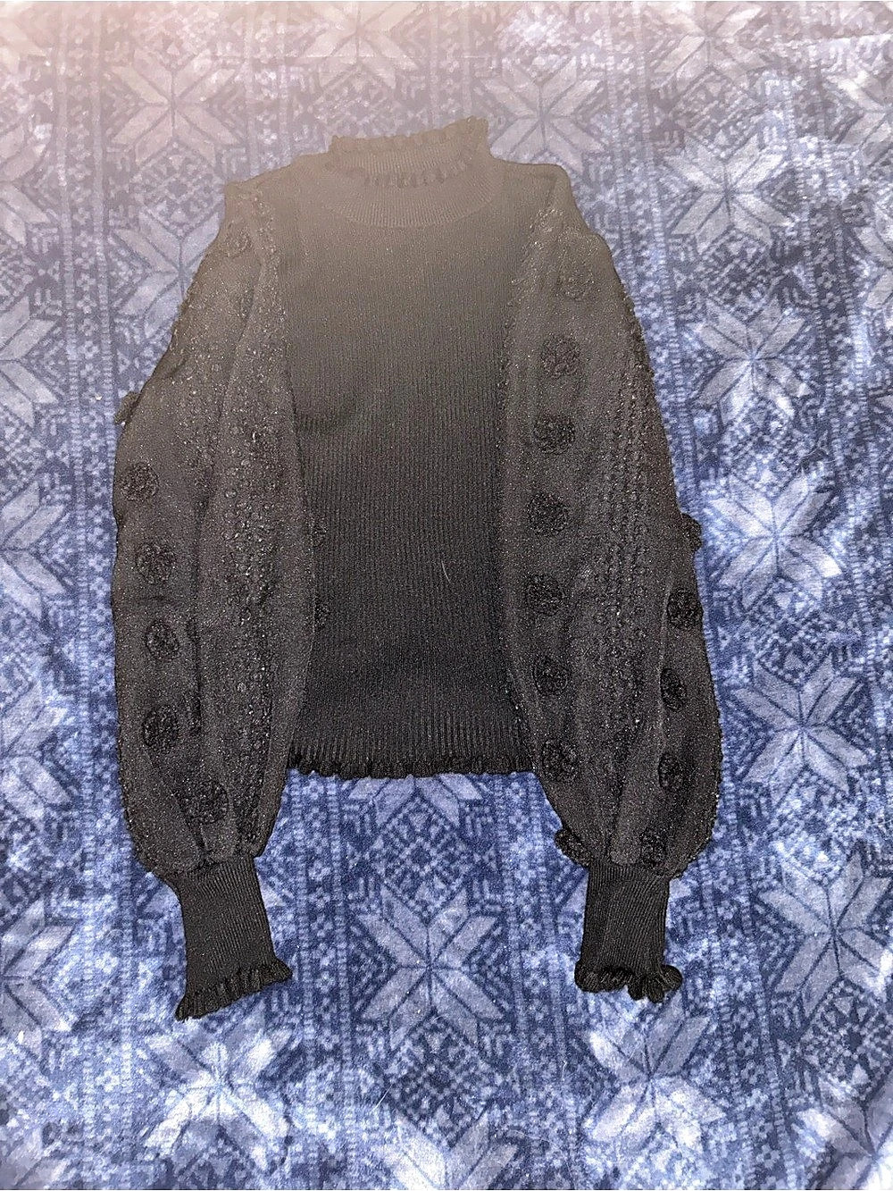 Almost Famous Women's Embroidered Sleeves Sweater Size Medium